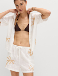 Cotton Rich Embroidered Beach Shorts