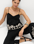 Pure Cotton Embroidered Cami Beach Top