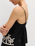 Pure Cotton Embroidered Cami Beach Top