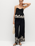 Pure Cotton Embroidered Cami Beach Top
