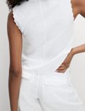 Linen Rich Cutwork Detail Top