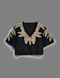Cotton Rich Palm Embroidered Beach Top