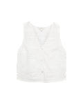 Pure Cotton Cutwork Sleeveless Beach Top