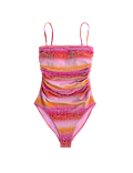 Ombre Padded Ruched Square Neck Swimsuit