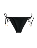 Textured Tie Side Trim Detail High Leg Bikini Bottoms