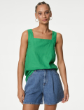 Linen Rich Square Neck Tank Top