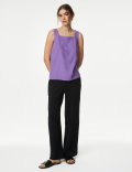 Linen Rich Square Neck Tank Top