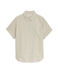 Linen Blend Collared Button Through Shirt