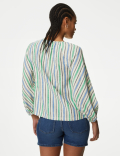 Linen Blend Striped Blouse