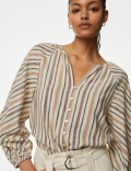 Linen Blend Striped Blouse