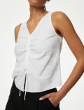 Ruched Front V-Neck Vest