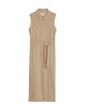Linen Rich Button Through Midi Shirt Dress