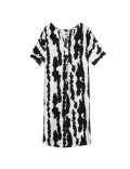 Linen Rich Printed V-Neck Shift Dress