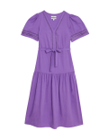 Linen Rich Tie Waist Midaxi Shift Dress