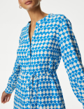 Linen Rich Printed Midi Shirt Dress