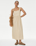 Linen Blend Midaxi Swing Dress