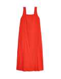 Linen Rich Square Neck Midaxi Dress
