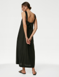 Linen Rich Square Neck Midaxi Dress