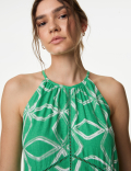 Linen Rich Printed Halter Neck Maxi Dress