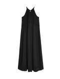 Linen Rich Halter Neck Maxi Shift Dress