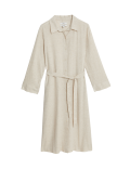 Linen Blend Midaxi Relaxed Shirt Dress