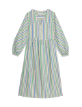 Linen Blend Metallic V-Neck Midi Shift Dress
