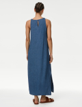 Linen Rich Round Neck Midi Slip Dress
