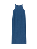 Linen Rich Round Neck Midi Slip Dress