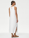 Linen Rich Round Neck Midi Slip Dress
