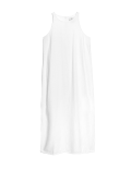 Linen Rich Round Neck Midi Slip Dress