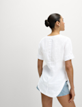 Pure Linen V-Neck Popover Blouse