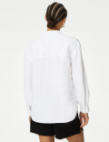 Pure Linen Collared Popover Blouse