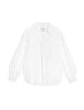 Pure Linen Collared Popover Blouse