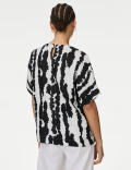 Pure Linen Printed Relaxed Blouse