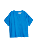 Pure Linen Round Neck Relaxed Blouse