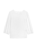 Linen Blend Round Neck Button Detail Blouse