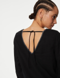 Linen Rich Tie Detail Blouse