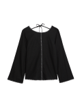 Linen Rich Tie Detail Blouse
