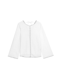 Linen Rich Tie Detail Blouse