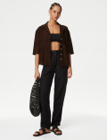 Linen Rich Printed Collared Shirt