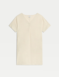 Linen Rich V-Neck Mini Shift Dress