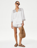 Pure Cotton Embroidered Beach Shirt