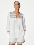 Pure Cotton Embroidered Beach Shirt