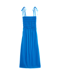 Pure Cotton Shirred Midi Beach Dress