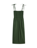 Pure Cotton Shirred Midi Beach Dress