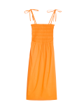 Pure Cotton Shirred Midi Beach Dress