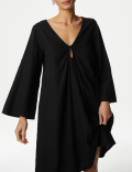 Linen Rich V-Neck Mini Beach Dress