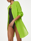 Pure Cotton Round Neck Longline Beach Shirt