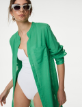 Pure Cotton Round Neck Longline Beach Shirt