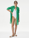 Pure Cotton Round Neck Longline Beach Shirt